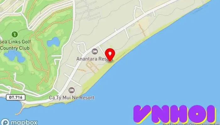 bản đồ của Bãi Biển Hàm Tiến Điểm thu hút khách du lịch trong Bình Thuận