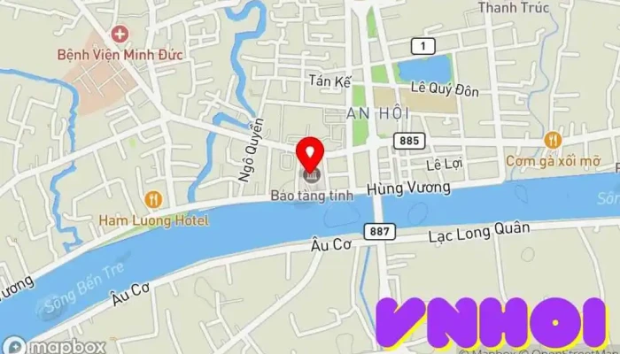 bản đồ của Bảo Tàng Tỉnh Bến Tre Bảo tàng, Điểm thu hút khách du lịch trong Bến Tre