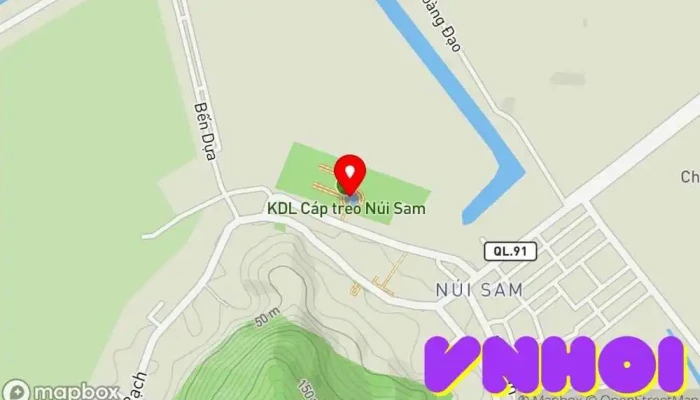 bản đồ của Chùa Một Cột Núi Sam Điểm đến tôn giáo, Điểm thu hút khách du lịch trong An Giang