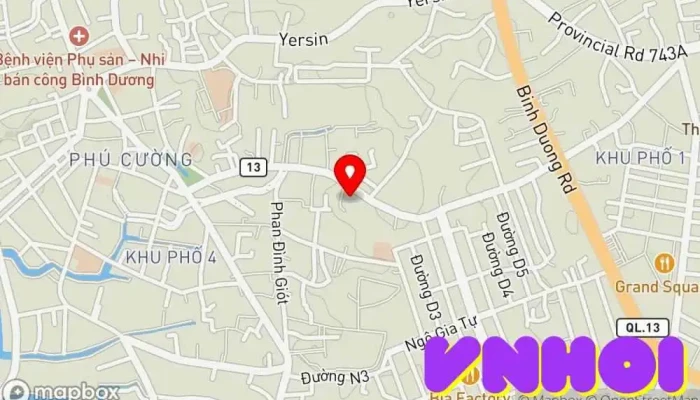 bản đồ của Chùa Tây Tạng Chùa phật giáo, Điểm thu hút khách du lịch trong Bình Dương