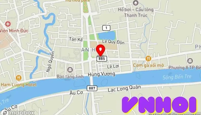bản đồ của Chùa Viên Minh Chùa phật giáo, Điểm thu hút khách du lịch trong Bến Tre