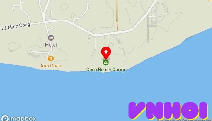 bản đồ của Coco Beachcamp La Gi Trại thiếu nhi, Quán bar, Khách sạn nghỉ dưỡng, Nhà hàng hải sản trong Bình Thuận