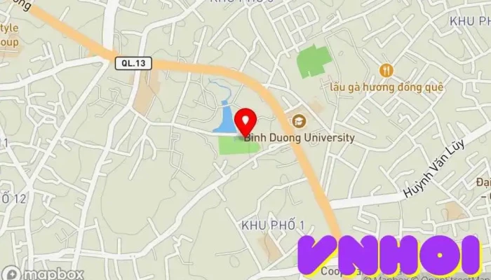 bản đồ của Công viên nước Thủ Dầu Một (Vườn Điều) Công viên nước, Điểm thu hút khách du lịch trong Bình Dương