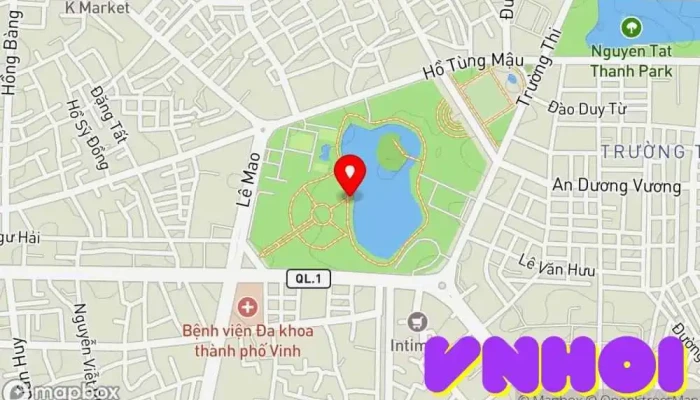 bản đồ của Công viên Trung Tâm Công viên, Điểm thu hút khách du lịch trong Nghệ An