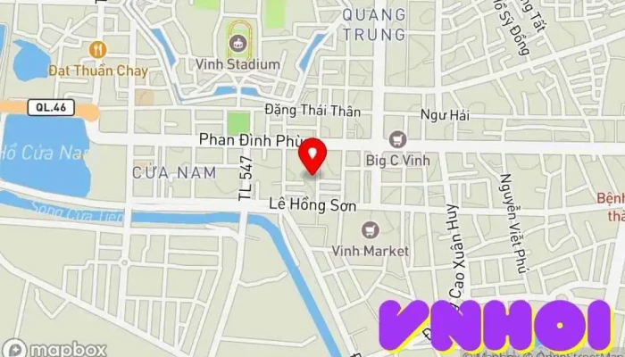 bản đồ của Đền Hồng Sơn (Võ Miếu Linh từ) Nơi thờ cúng, Điểm thu hút khách du lịch trong Nghệ An