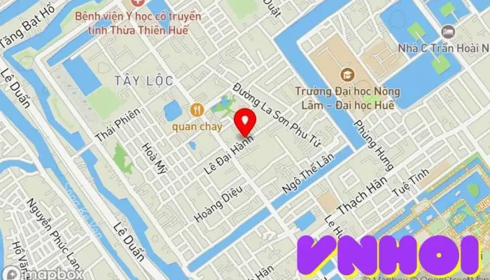 bản đồ của Du lịch Huế Nhà điều hành du lịch, Điểm thu hút khách du lịch, Trung tâm thông tin du lịch trong Thành phố Huế