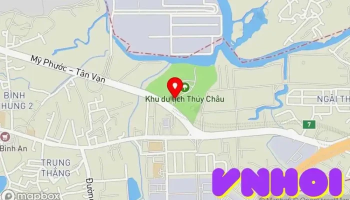 bản đồ của Du Lịch Sinh Thái Thủy Châu Công viên sinh thái, Điểm thu hút khách du lịch trong Bình Dương