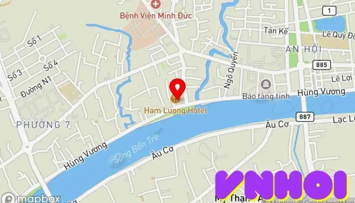 bản đồ của Khách sạn Hàm Luông Khách sạn, Hội họp, Nhà hàng trong Bến Tre