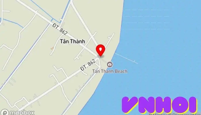 bản đồ của Khu Du Lịch Biển Tân Thành Bãi biển trong Tiền Giang