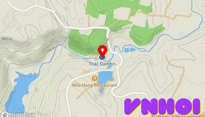 bản đồ của Khu du lịch Thác Đamb'ri Điểm thu hút khách du lịch, Công viên giải trí, Khu trẻ em, Khu ăn uống, Khu bể bơi, Khách sạn nghỉ dưỡng trong Lâm Đồng