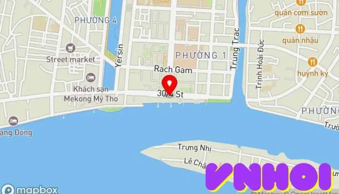 bản đồ của Khu du lịch Thới Sơn Công viên xe dã ngoại, Điểm thu hút khách du lịch trong Tiền Giang