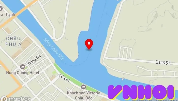 bản đồ của Làng bè Sắc Màu ngã ba sông Châu Đốc Điểm thu hút khách du lịch trong An Giang