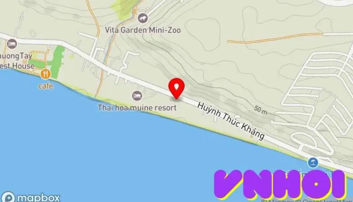 bản đồ của Mango Beach Bãi biển công cộng, Quán cà phê, Nhà hàng, Vườn bách thú trong Bình Thuận