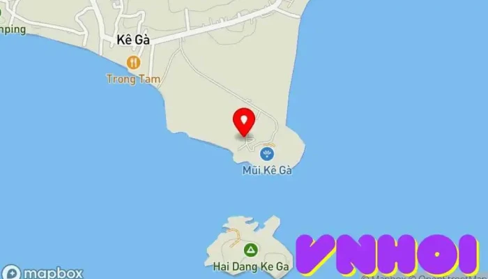 bản đồ của Mũi kê gà-Biển Đá Vàng Khu cắm trại trong Bình Thuận
