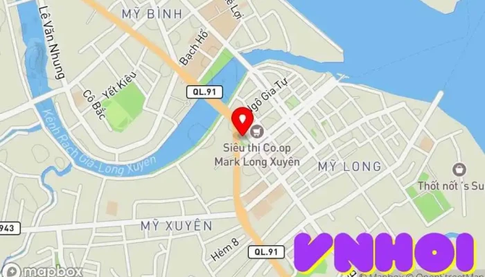 bản đồ của Nhà thờ Chánh toà Long Xuyên Nhà thờ chính tòa Công giáo, Điểm thu hút khách du lịch trong An Giang