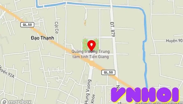 bản đồ của Quảng trường Trung tâm tỉnh Tiền Giang (Quảng trường Hùng Vương) Công viên thành phố trong Tiền Giang